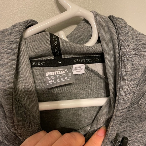 PUMA SWEATER MEDIUM GREY GRAY LONG SLEEVE RUNNING - Picture 3 of 5